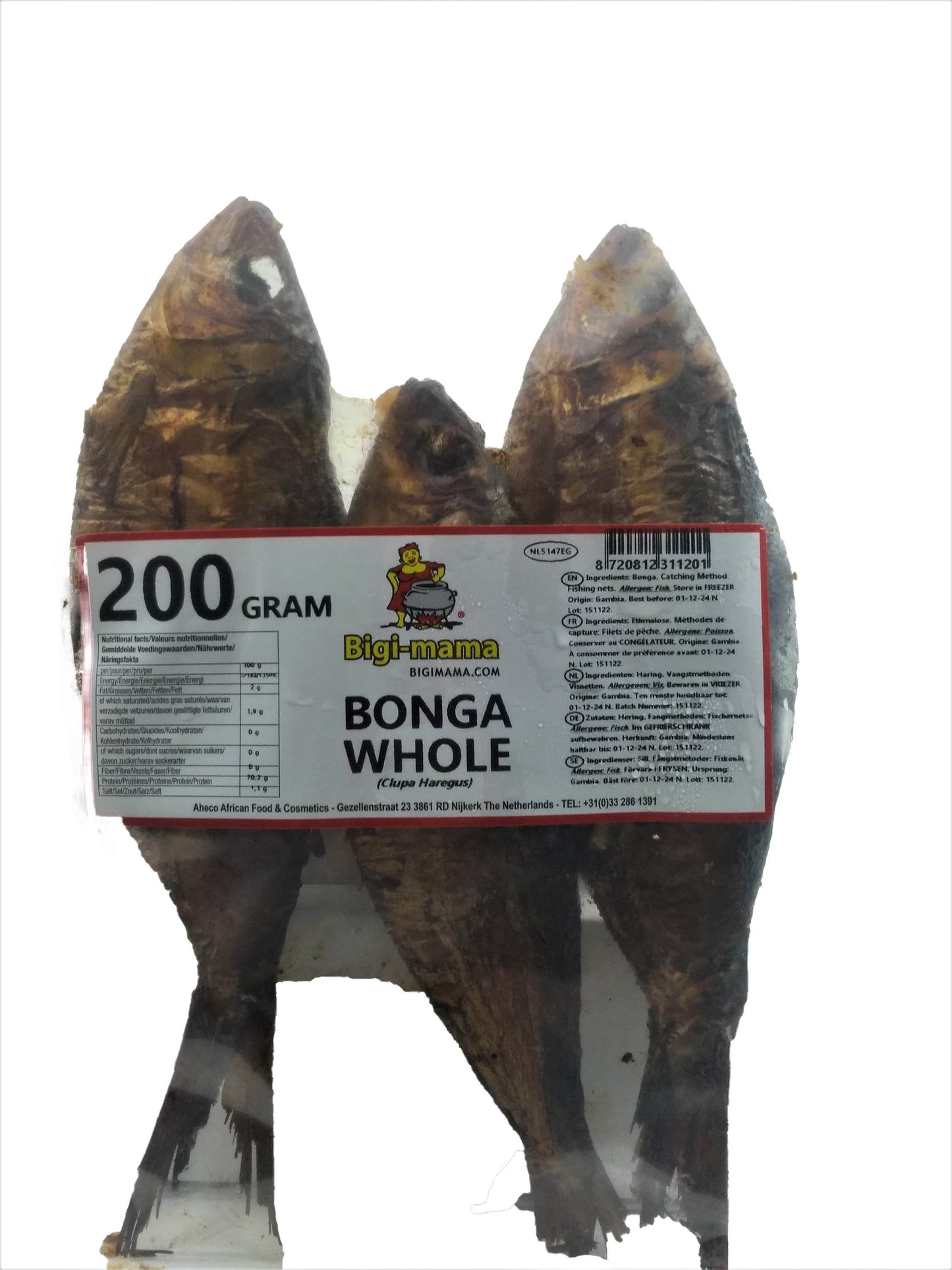 (FISH SMOKED) Bonga Whole Smoked - Bigi Mama - Extra Dry BOX (10 x 200 gr)