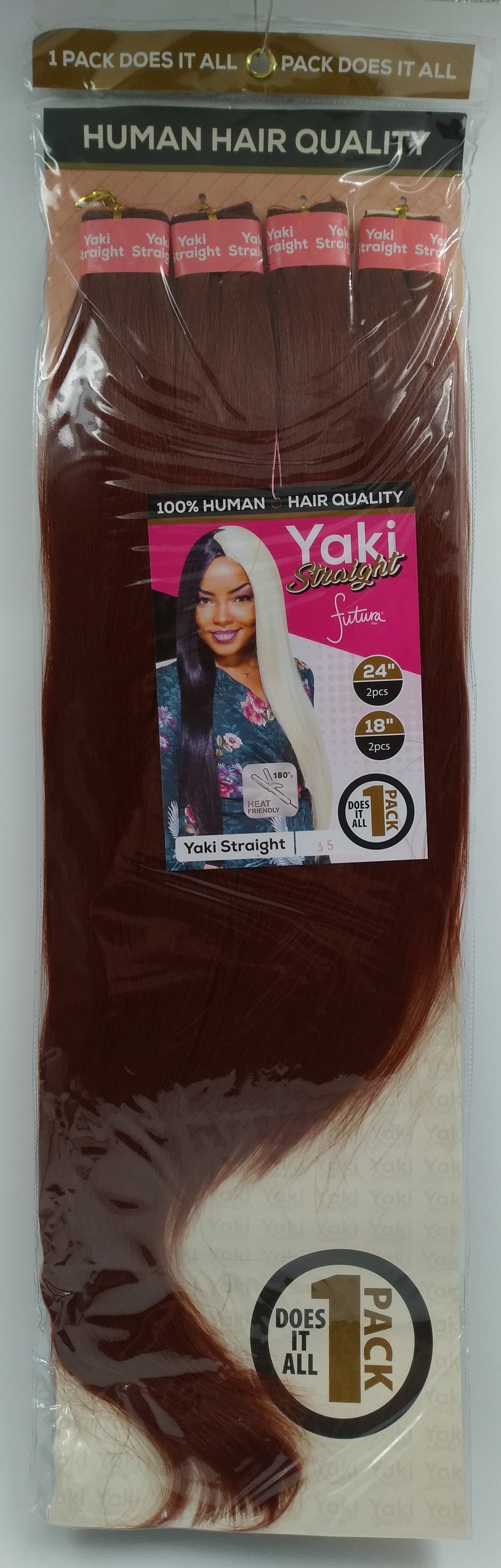 (HAIR HUMAN) Darling Yaki Straight Human Hair Quality 18/24'' Colour 35.