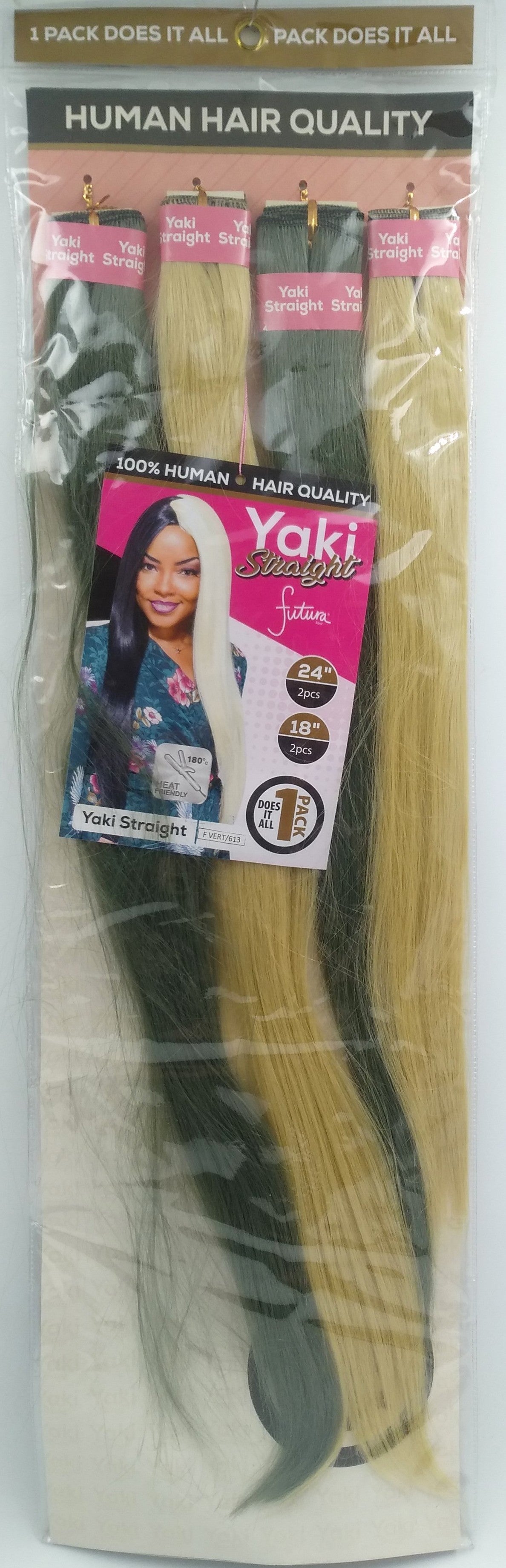 (HAIR HUMAN) Darling Yaki Straight Human Hair Quality 18/24'' F Vert/613.