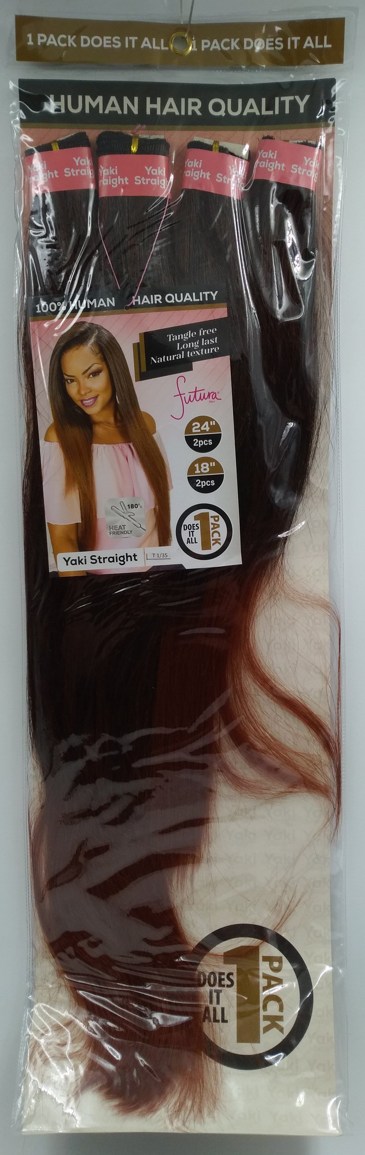 (HAIR HUMAN) Darling Yaki Straight Human Hair Quality 18/24'' T1/35.