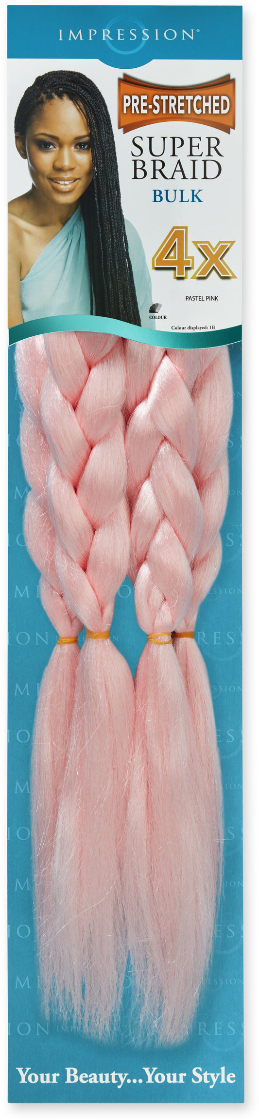 (HAIR BRAID) Impression Pre-Streched SB 4IN1 Colour Pastel Pink.