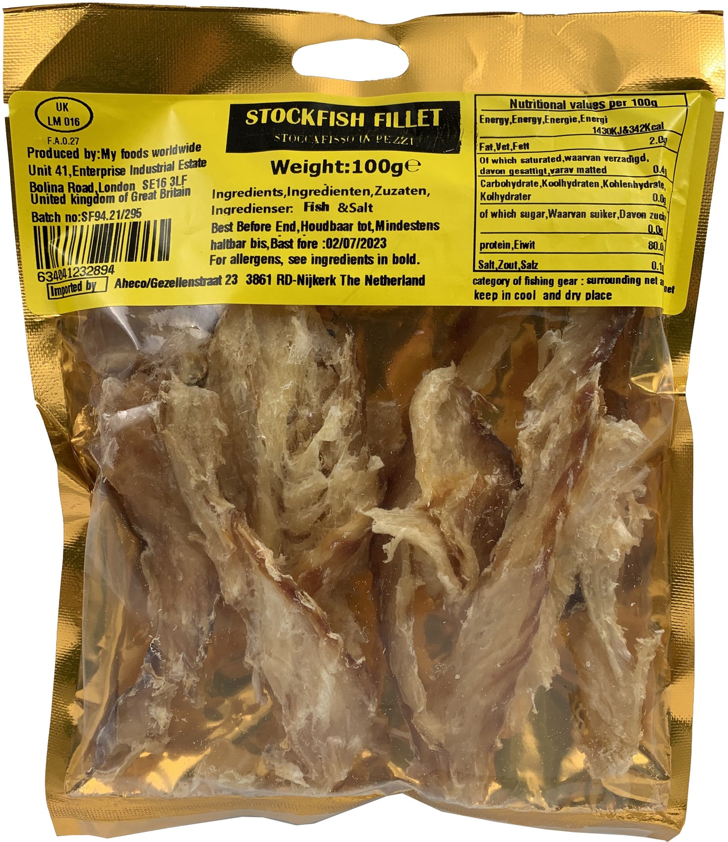 (FISH DRIED) Stockfish Cod Fillet Skinless - Pack 100 gr.