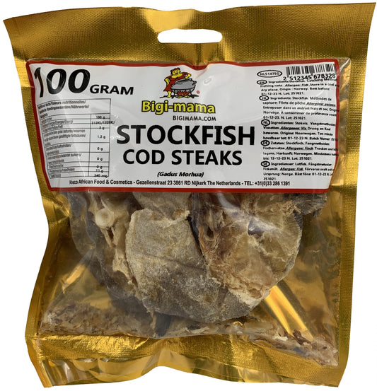 (FISH DRIED)  Stockfish Cod Steaks - Bigi Mama BOX (10 x 100 gr.)