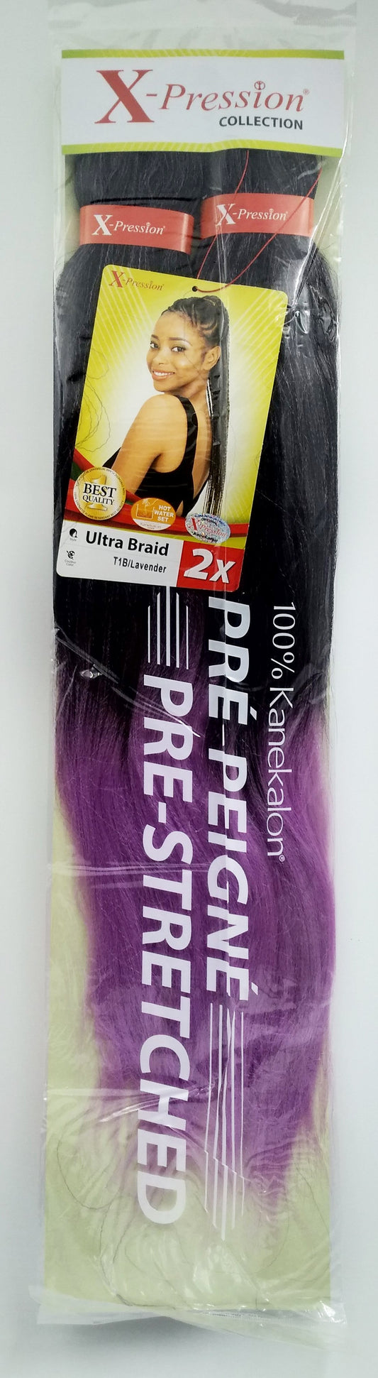 (HAIR BRAID) X-Pression UB 2x Pre-Streched Colour T1B/Lavender.